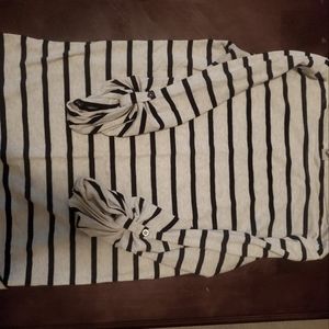 White and black striped long sleeve top